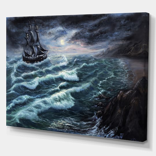 Designart - Pirate Ship Under Stormy Cloud
